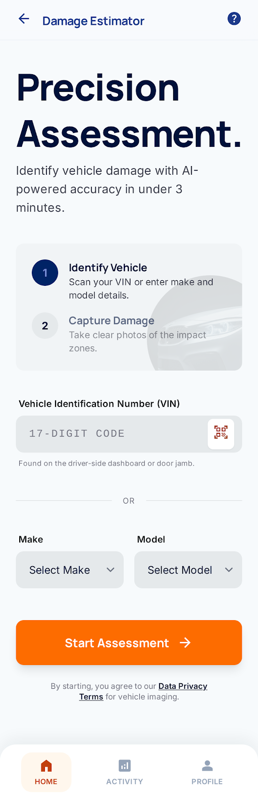 Autoguard Pro vehicle identification screen