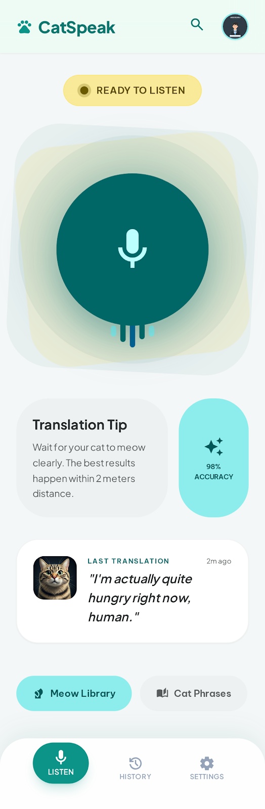 CatSpeak home recording screen